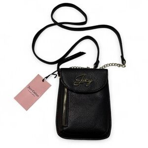 Juicy Couture black faux leather crossbody bag with gold accents